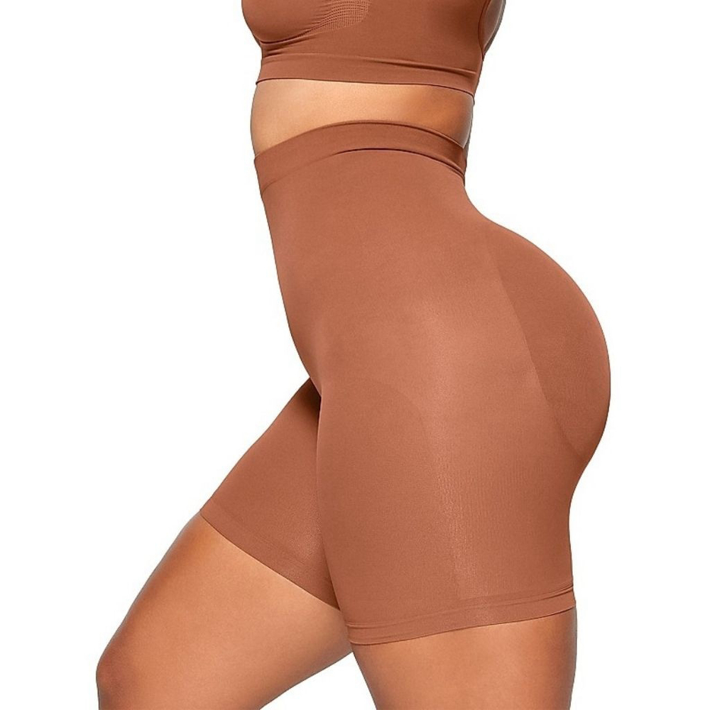 Skims Seamless Sculpt Mid-Thigh Short high waisted bronze brown women's size XL